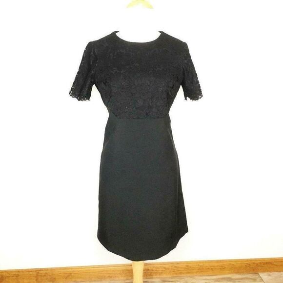 Maggy London 6 Black Dress Lace Top A-Line - Picture 1 of 12